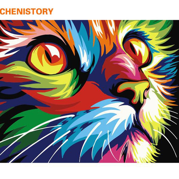 CHENISTORY Frameless Cat Animals DIY Painting By Numbers Kits Coloring By Numbers Unique Gift Home Wall Art Decor 40x50 Artwork