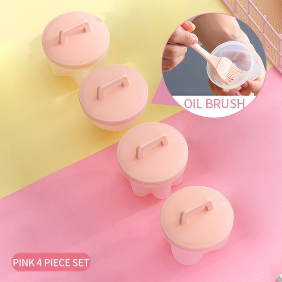 WORTHBUY 4 Pcs/Set Cute Egg Boiler Plastic Egg Poacher Set Kitchen Egg Cooker Tools Egg Mold Form With Lid Brush Pancake Maker