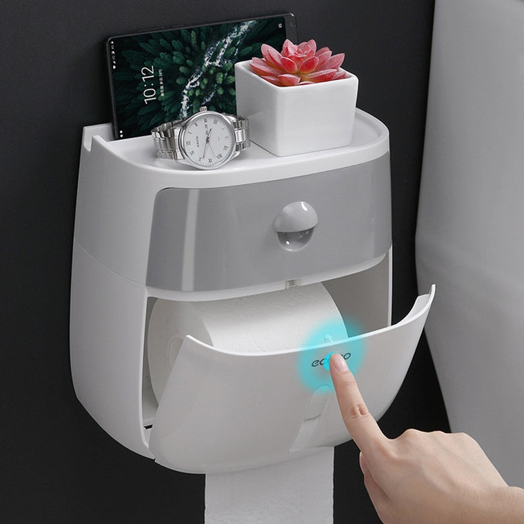 Toilet Paper Holder Waterproof Wall Mounted Toilet Paper Tray Roll Paper Tube Storage Box Tray Tissue Box Shelf Bathroom Product
