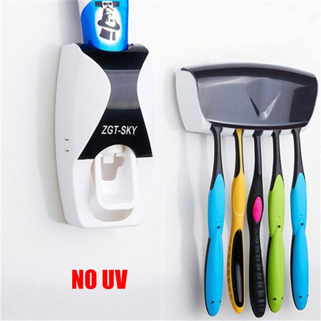 ONEUP Antibacteria Ultraviolet Toothbrush Holder Sterilizer Automatic Toothpaste Dispenser Squeezer Bathroom Accessories Set