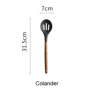 Silicone Kitchen Set Cooking Tools Spatula Shovel Soup Spoon with Wooden Handle Special Heat-resistant Design Utensil Set