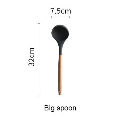 Silicone Kitchen Set Cooking Tools Spatula Shovel Soup Spoon with Wooden Handle Special Heat-resistant Design Utensil Set