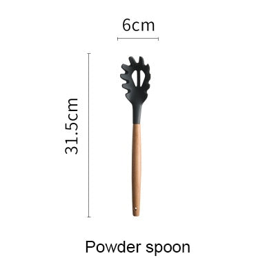 Silicone Kitchen Set Cooking Tools Spatula Shovel Soup Spoon with Wooden Handle Special Heat-resistant Design Utensil Set