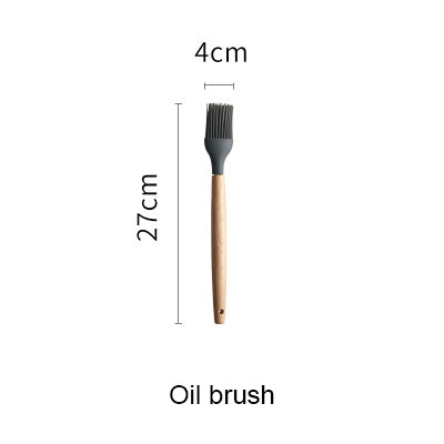Silicone Kitchen Set Cooking Tools Spatula Shovel Soup Spoon with Wooden Handle Special Heat-resistant Design Utensil Set