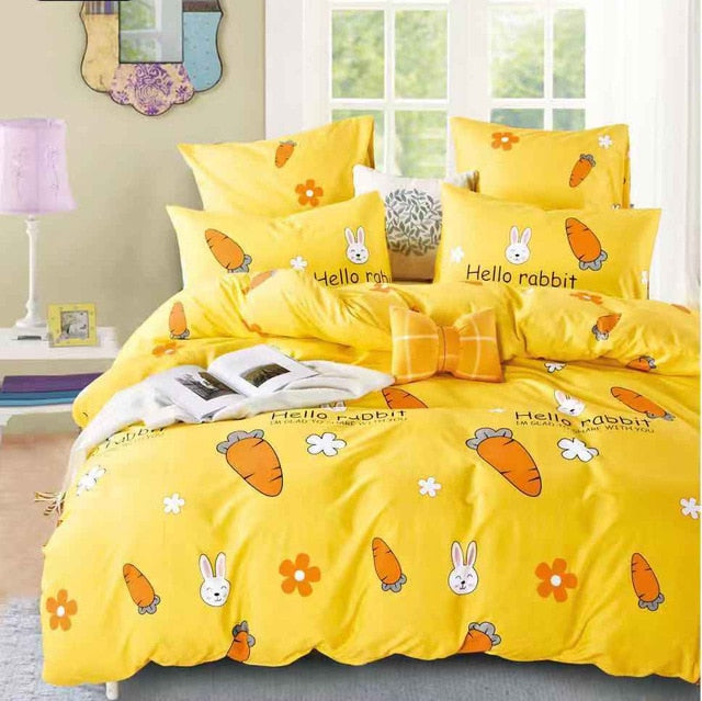 Alanna Printed Solid bedding sets  Home Bedding Set 4-7pcs High Quality Lovely Pattern with Star tree flower