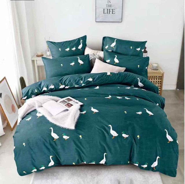 Alanna Printed Solid bedding sets  Home Bedding Set 4-7pcs High Quality Lovely Pattern with Star tree flower