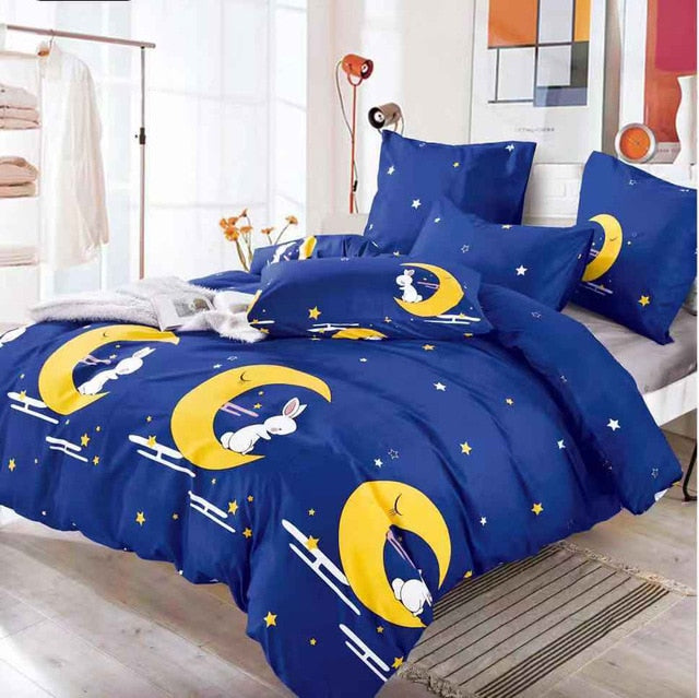 Alanna Printed Solid bedding sets  Home Bedding Set 4-7pcs High Quality Lovely Pattern with Star tree flower