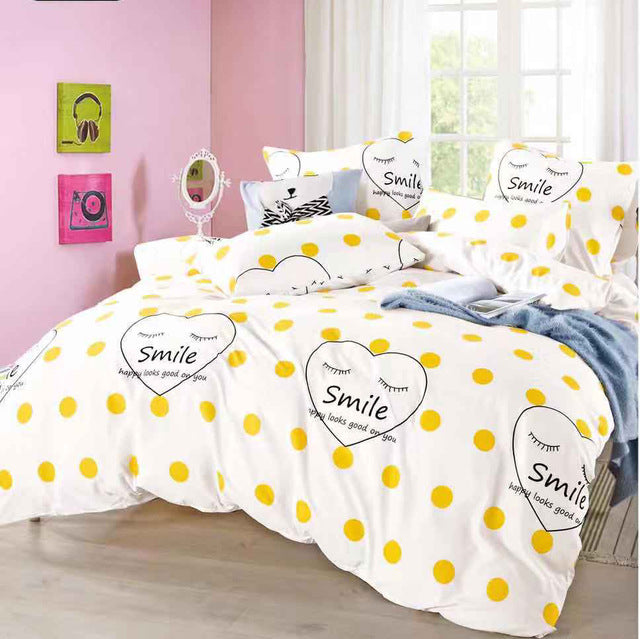 Alanna Printed Solid bedding sets  Home Bedding Set 4-7pcs High Quality Lovely Pattern with Star tree flower