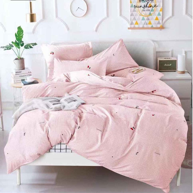 Alanna Printed Solid bedding sets  Home Bedding Set 4-7pcs High Quality Lovely Pattern with Star tree flower