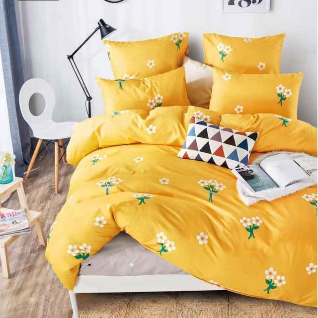 Alanna Printed Solid bedding sets  Home Bedding Set 4-7pcs High Quality Lovely Pattern with Star tree flower