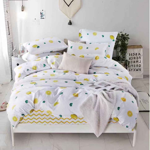 Alanna Printed Solid bedding sets  Home Bedding Set 4-7pcs High Quality Lovely Pattern with Star tree flower