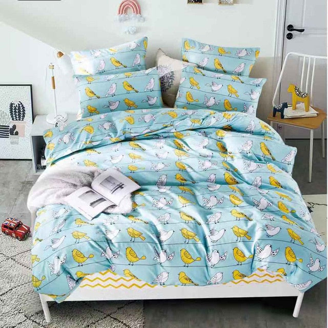 Alanna Printed Solid bedding sets  Home Bedding Set 4-7pcs High Quality Lovely Pattern with Star tree flower