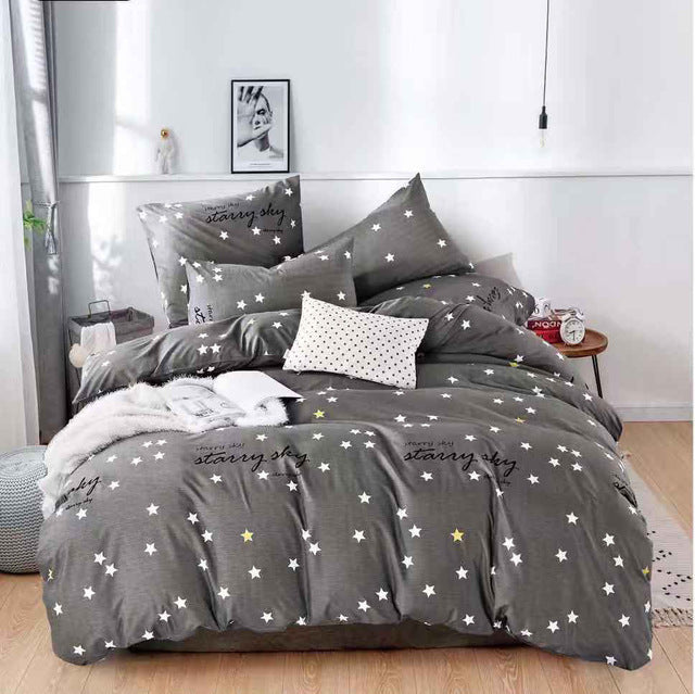 Alanna Printed Solid bedding sets  Home Bedding Set 4-7pcs High Quality Lovely Pattern with Star tree flower