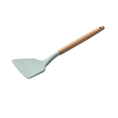 1PC Silicone Wood Turner Soup Spoon Spatula Brush Scraper Pasta Server Egg Beater Kitchen Cooking Tools Kitchenware Green/Black