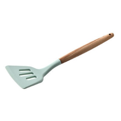 1PC Silicone Wood Turner Soup Spoon Spatula Brush Scraper Pasta Server Egg Beater Kitchen Cooking Tools Kitchenware Green/Black