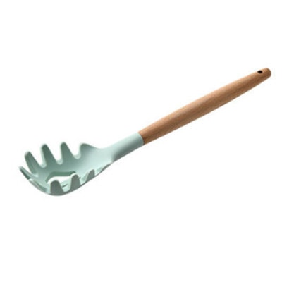 1PC Silicone Wood Turner Soup Spoon Spatula Brush Scraper Pasta Server Egg Beater Kitchen Cooking Tools Kitchenware Green/Black