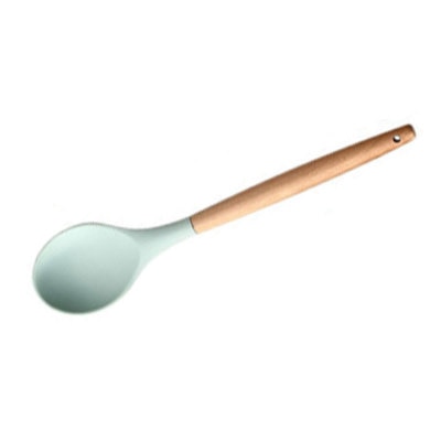 1PC Silicone Wood Turner Soup Spoon Spatula Brush Scraper Pasta Server Egg Beater Kitchen Cooking Tools Kitchenware Green/Black