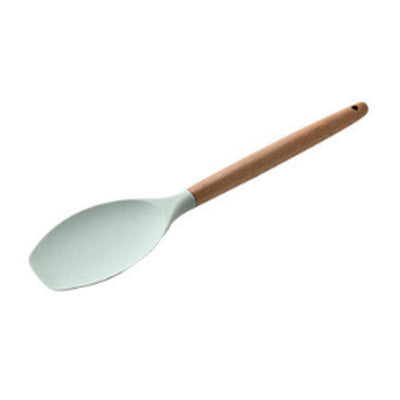 1PC Silicone Wood Turner Soup Spoon Spatula Brush Scraper Pasta Server Egg Beater Kitchen Cooking Tools Kitchenware Green/Black