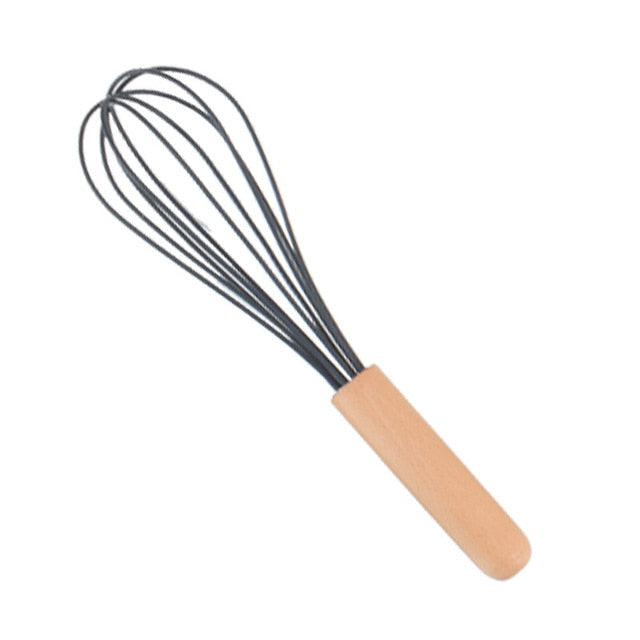 1PC Silicone Wood Turner Soup Spoon Spatula Brush Scraper Pasta Server Egg Beater Kitchen Cooking Tools Kitchenware Green/Black