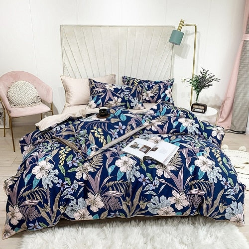 Silky Egyptian cotton Yellow Chinoiserie style Birds Flowers Duvet Cover Bed sheet Fitted sheet set King Size Queen Bedding Set