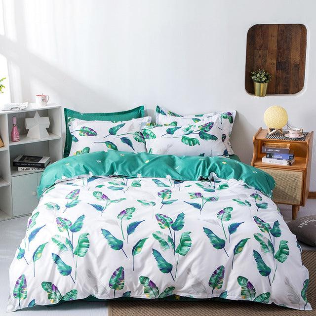Solstice Cartoon Pink Flamingo Bedding Sets 3/4pcs Geometric Pattern Bed Linings Duvet Cover Bed Sheet Pillowcases Cover Set