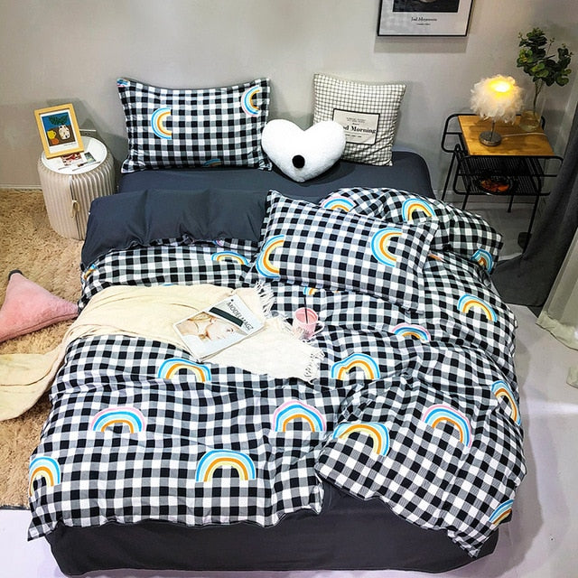 Solstice Cartoon green Printing cat head Children/kid Bedding Sets Duvet Cover Bed Sheet Pillowcase Bed Cover Linens Bedclothes