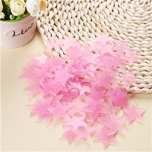 * 100 pcs. 3D stars glow in the dark Luminous on Wall Stickers for Kids Room living room  Wall Decal Home Decoration poster