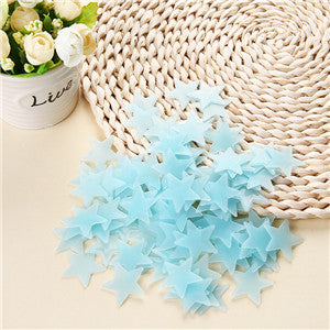 * 100 pcs. 3D stars glow in the dark Luminous on Wall Stickers for Kids Room living room  Wall Decal Home Decoration poster