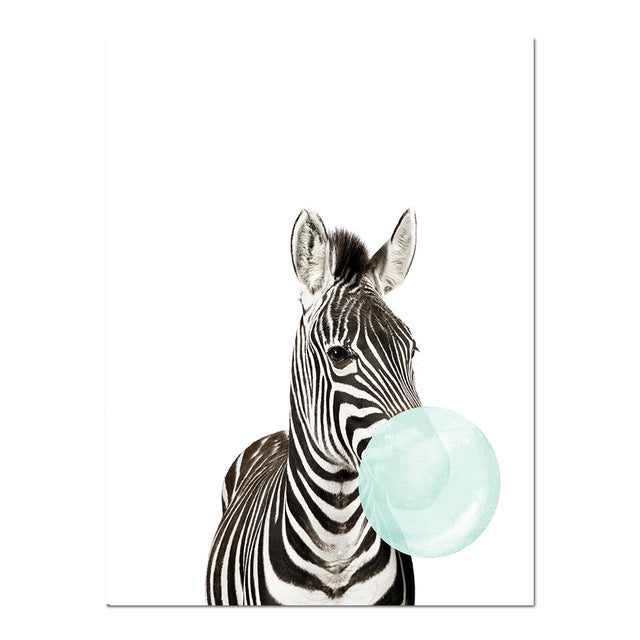 NICOLESHENTING Baby Animal Zebra Girafe Canvas Poster Nursery Wall Art Print Painting Nordic Picture Children Bedroom Decoration