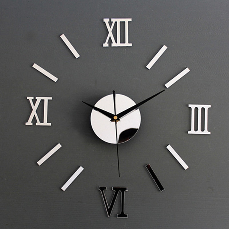 Wall Clock Pattern Luxury Large DIY 3D Decorative Wall Sticker Home Decor Clock Living Room Home Decoration Mirror Art Designer