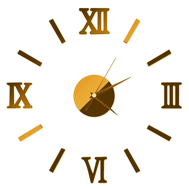 Wall Clock Pattern Luxury Large DIY 3D Decorative Wall Sticker Home Decor Clock Living Room Home Decoration Mirror Art Designer