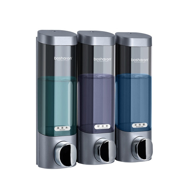 Liquid Soap Dispenser Wall Mount 300ml Bathroom Accessories Plastic Detergent Shampoo Dispensers Double Hand Kitchen Soap Bottle