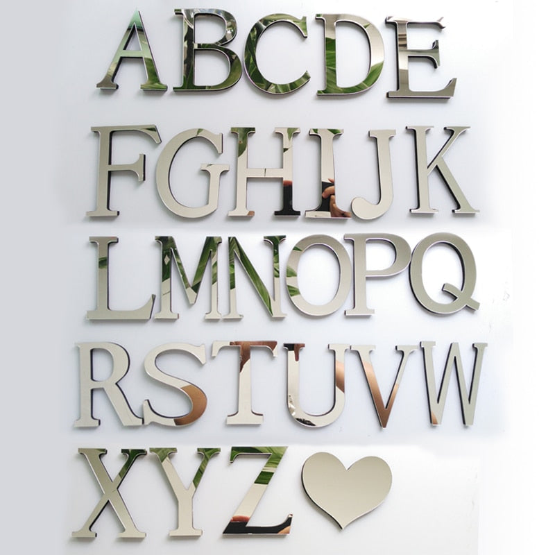 New Acrylic Mirror 3D DIY wall stickers stickers English letters home decoration  creative personality Special