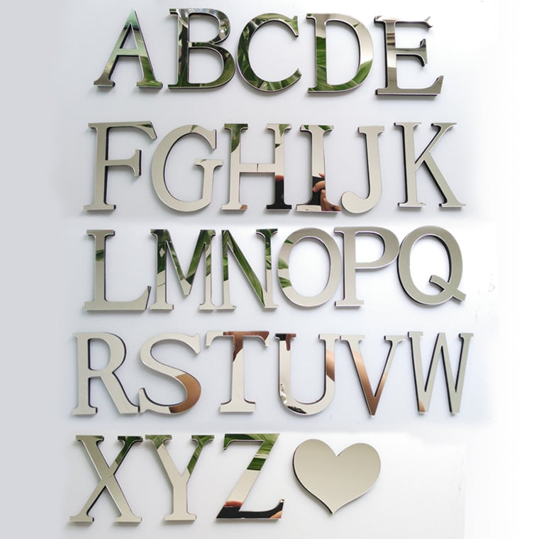 New Acrylic Mirror 3D DIY wall stickers stickers English letters home decoration  creative personality Special
