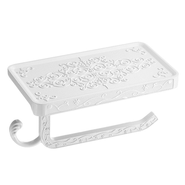 Antique Carved Zinc Alloy Bathroom Paper Mobile Phone Holder With Shelf Bathroom Towel Rack Toilet Paper Holder Tissue Boxes