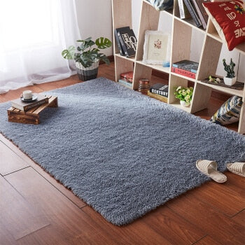Living room coffee table blanket Nordic style long hair carpet  bedroom bedside mat  Thickened washed silk hair non-slip rug