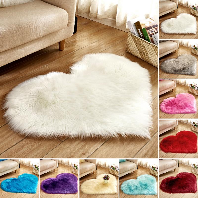 Lovely Sweet Love Heart Shape Carpet Faux Fur Antiskid Doormats Floor Rugs Decor for Bedroom Kitchen Living Room #125
