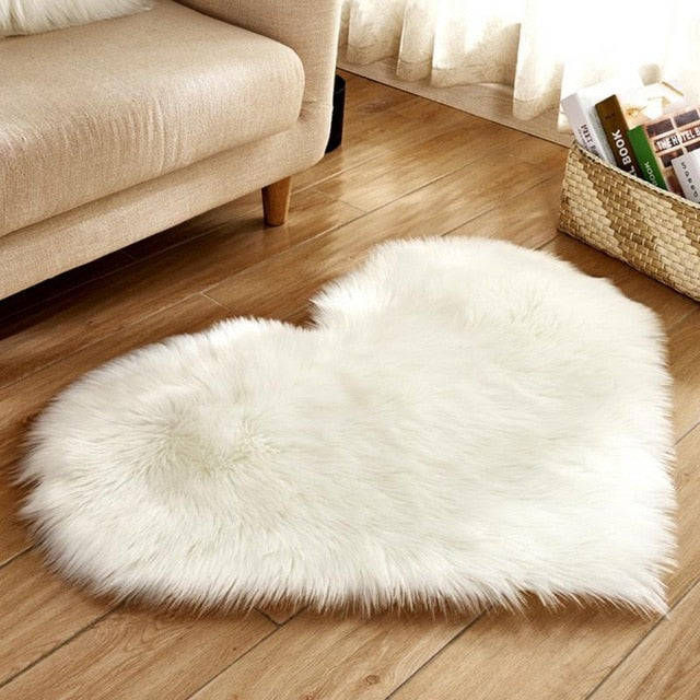 Lovely Sweet Love Heart Shape Carpet Faux Fur Antiskid Doormats Floor Rugs Decor for Bedroom Kitchen Living Room #125