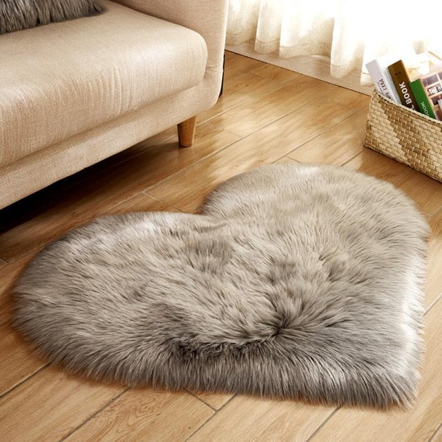 Lovely Sweet Love Heart Shape Carpet Faux Fur Antiskid Doormats Floor Rugs Decor for Bedroom Kitchen Living Room #125