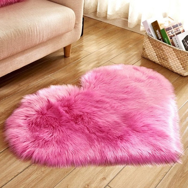 Lovely Sweet Love Heart Shape Carpet Faux Fur Antiskid Doormats Floor Rugs Decor for Bedroom Kitchen Living Room #125