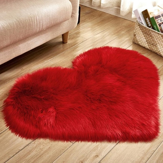 Lovely Sweet Love Heart Shape Carpet Faux Fur Antiskid Doormats Floor Rugs Decor for Bedroom Kitchen Living Room #125
