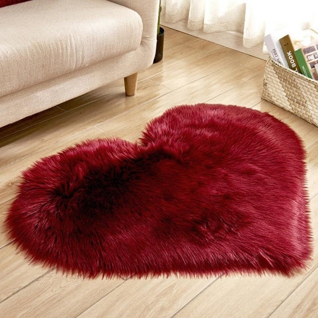 Lovely Sweet Love Heart Shape Carpet Faux Fur Antiskid Doormats Floor Rugs Decor for Bedroom Kitchen Living Room #125