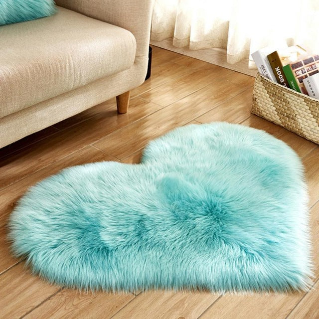 Lovely Sweet Love Heart Shape Carpet Faux Fur Antiskid Doormats Floor Rugs Decor for Bedroom Kitchen Living Room #125