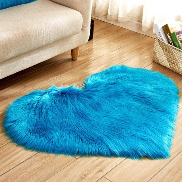 Lovely Sweet Love Heart Shape Carpet Faux Fur Antiskid Doormats Floor Rugs Decor for Bedroom Kitchen Living Room #125