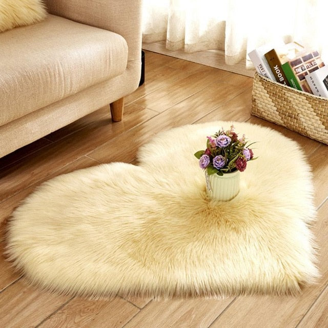 Lovely Sweet Love Heart Shape Carpet Faux Fur Antiskid Doormats Floor Rugs Decor for Bedroom Kitchen Living Room #125