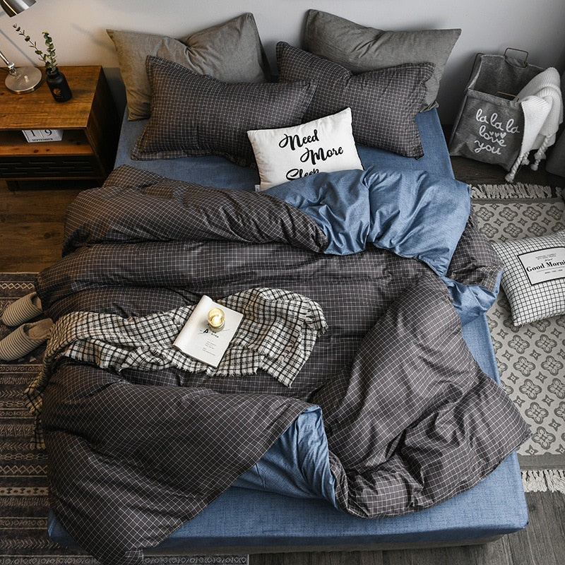2019 summer bedding set green duvet cover bed set geometric flat sheet reindeer bedclothes 4pcs bed linenset Nordic home textile
