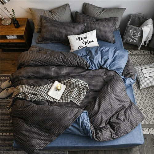 2019 summer bedding set green duvet cover bed set geometric flat sheet reindeer bedclothes 4pcs bed linenset Nordic home textile