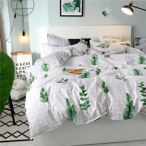 2019 summer bedding set green duvet cover bed set geometric flat sheet reindeer bedclothes 4pcs bed linenset Nordic home textile