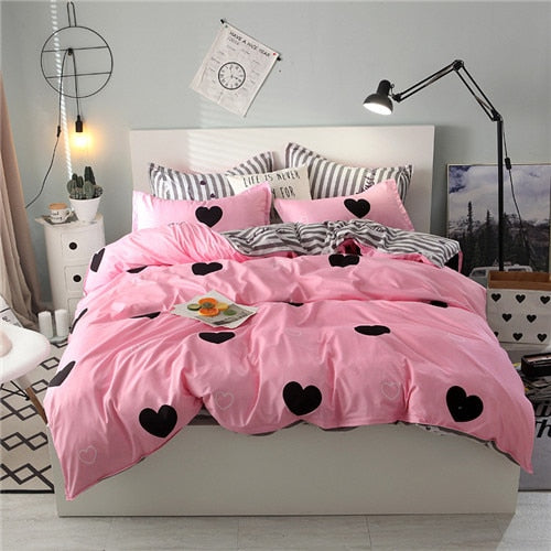 2019 summer bedding set green duvet cover bed set geometric flat sheet reindeer bedclothes 4pcs bed linenset Nordic home textile