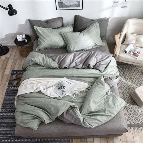 2019 summer bedding set green duvet cover bed set geometric flat sheet reindeer bedclothes 4pcs bed linenset Nordic home textile